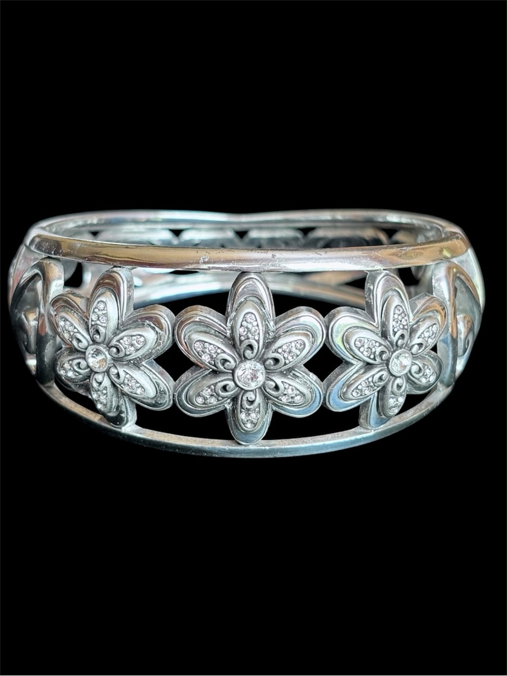 Retired Brighton Dazzle Bloom Hinged Bangle Bracelet - EUC - Picture 3 of 7